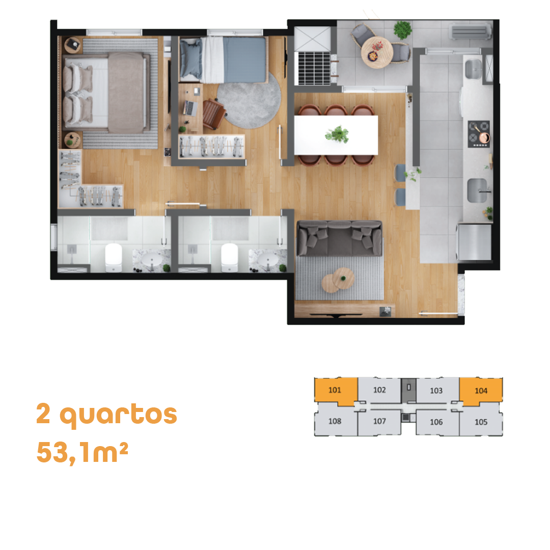 TIPO 2Q - 53,1m²